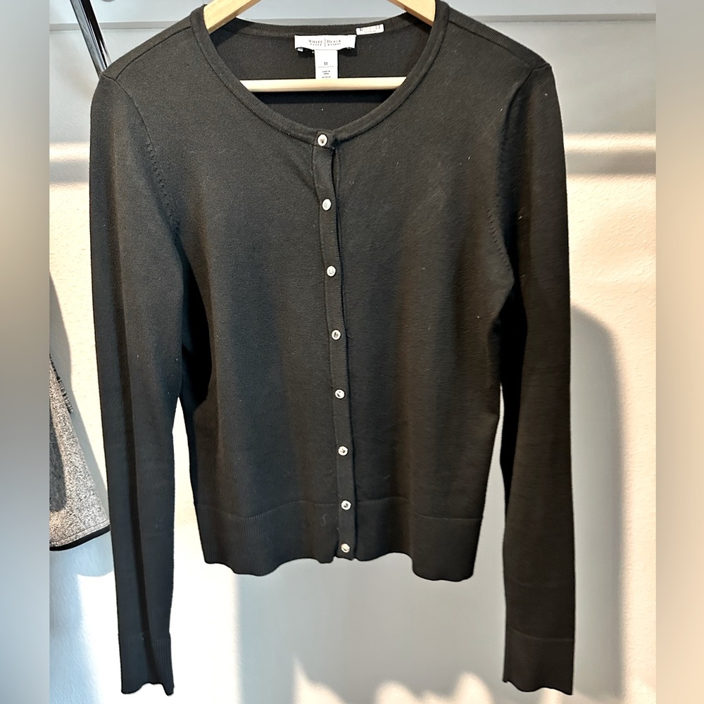 WHBM Black Cardigan w/ Metallic Buttons Size M